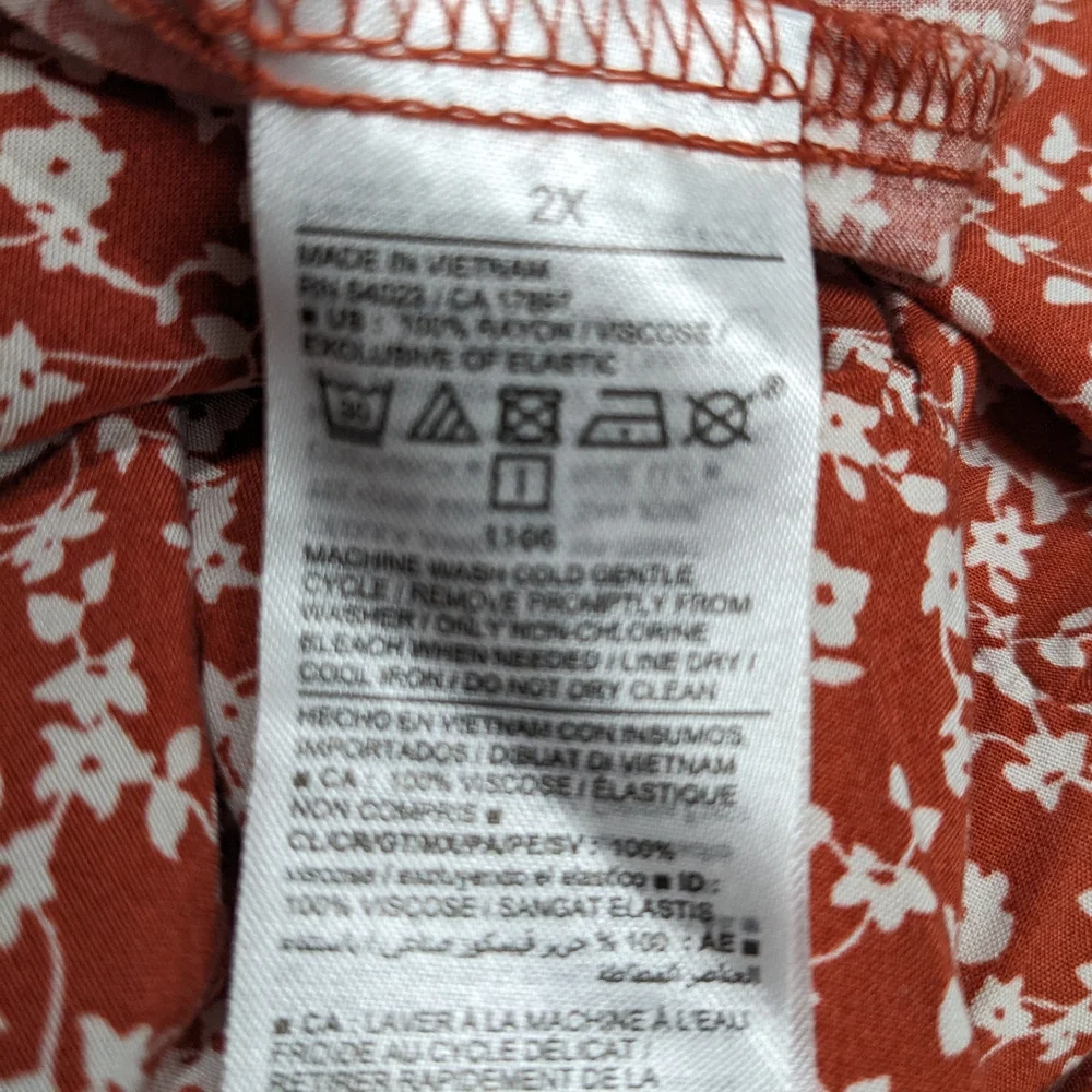 Old Navy Ruffle Smocked Short Sleeve Floral Midi Dress 2X Cottagecore Prairie - Picture 4 of 7